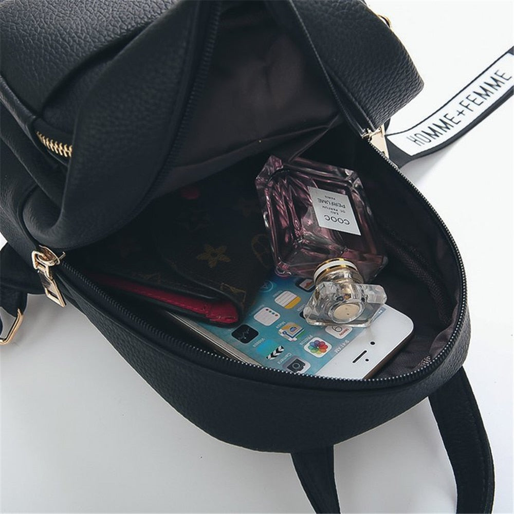 Female Soft PU Leather Mini Backpacks
